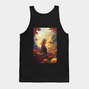 A girl is surrounded by flowers Tank Top